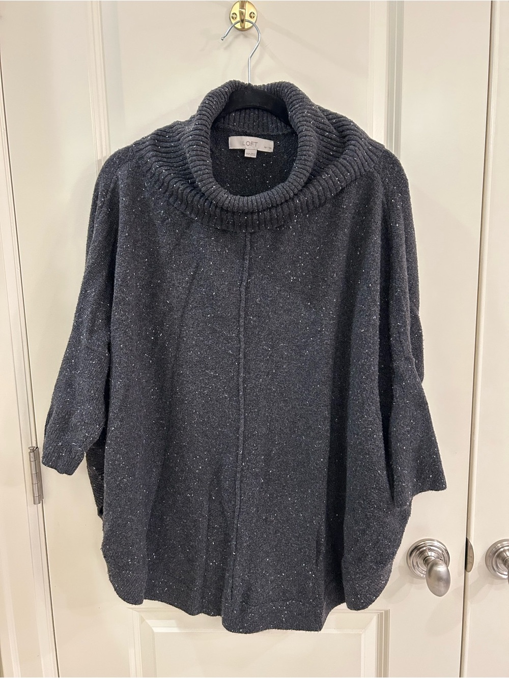 LOFT XXSP Charcoal Speckled Turtleneck Sweater
